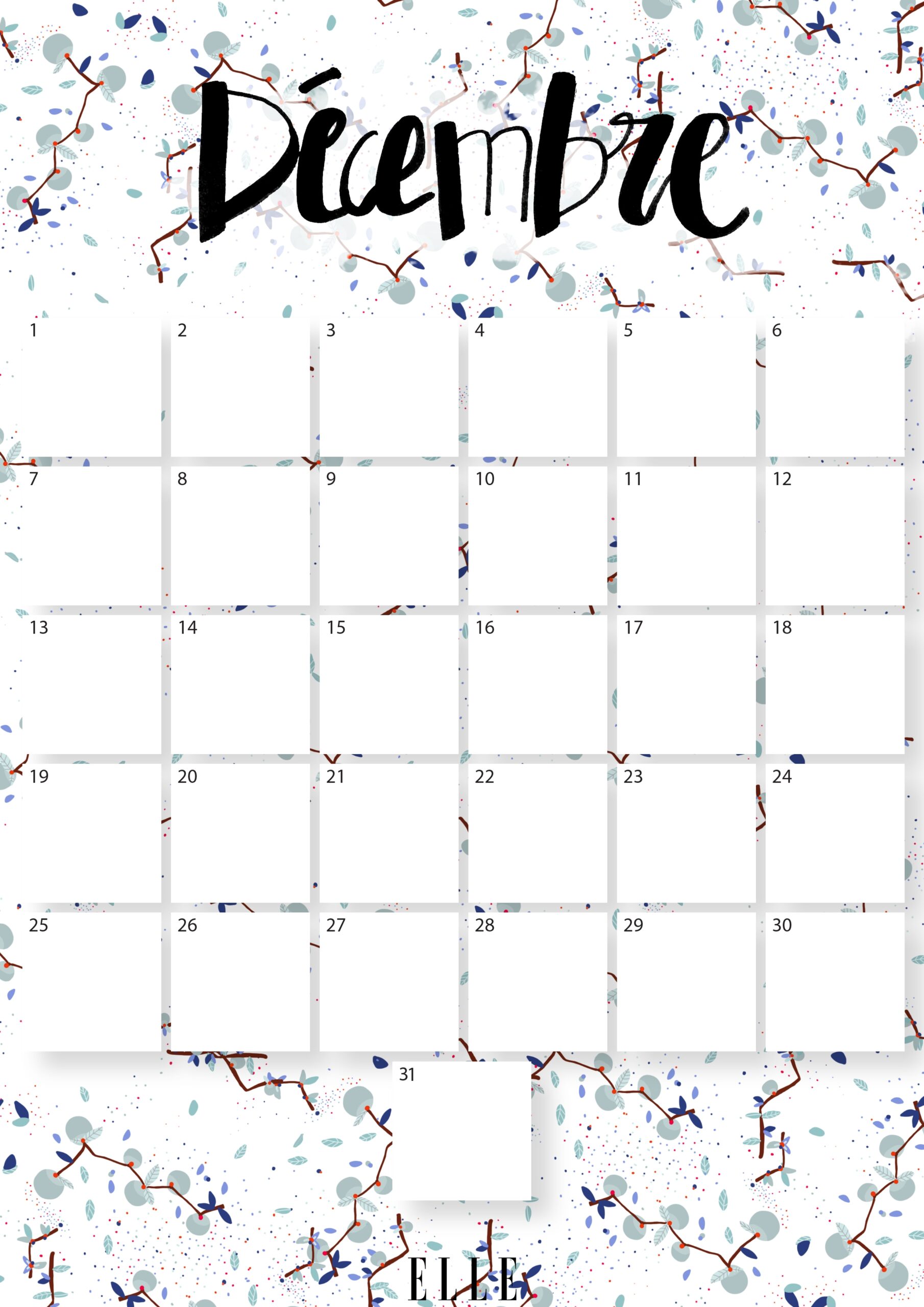 Calendrier D cembre T l chargez Gratuitement Votre Calendrier Du Mois De D cembre Elle