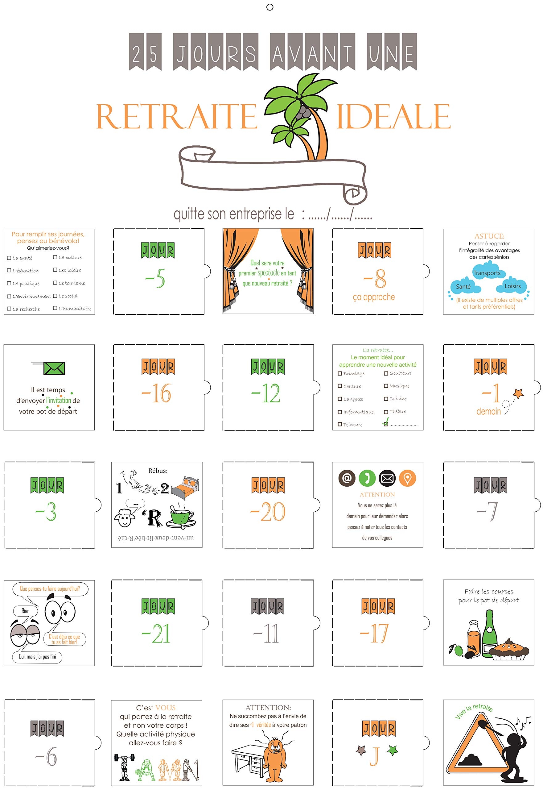 Calendrier De L avant Retraite Compte Rebours Cadeaux Amazon fr Fournitures De Bureau