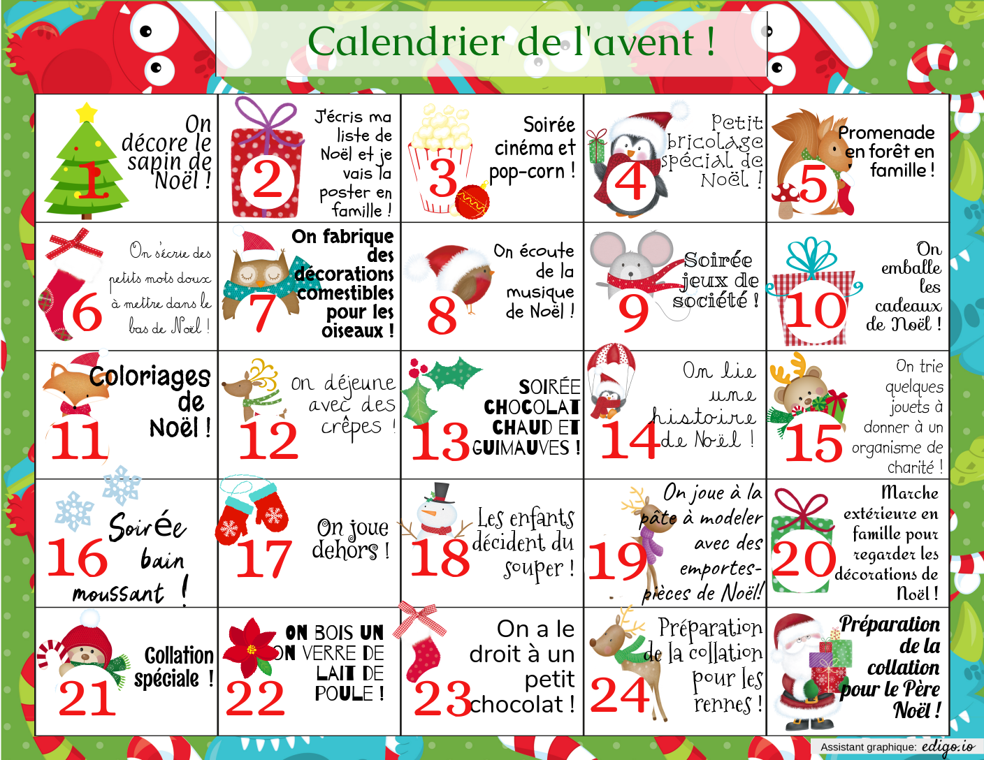 Calendrier De L avent 2020 CE2 CE1 CP MS Et GS PS Autres F tes Et Saisons Th mes Edigo
