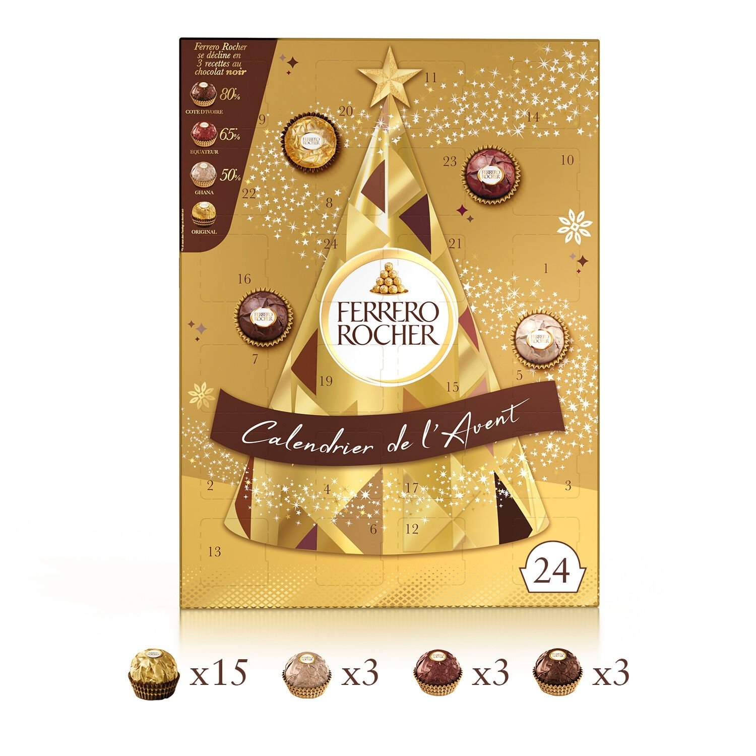 Calendrier De L Avent Chocolats Au Lait Et Noirs Noisettes FERRERO ROCHER Calendrier De L Avent 24 Pi ces 300g Prix Carrefour Calendrier De L Avent Chocolats Au Lait Et Noirs Noisettes FERRERO ROCHER Calendrier De L Avent 24 Pi ces 300g Prix Carrefour