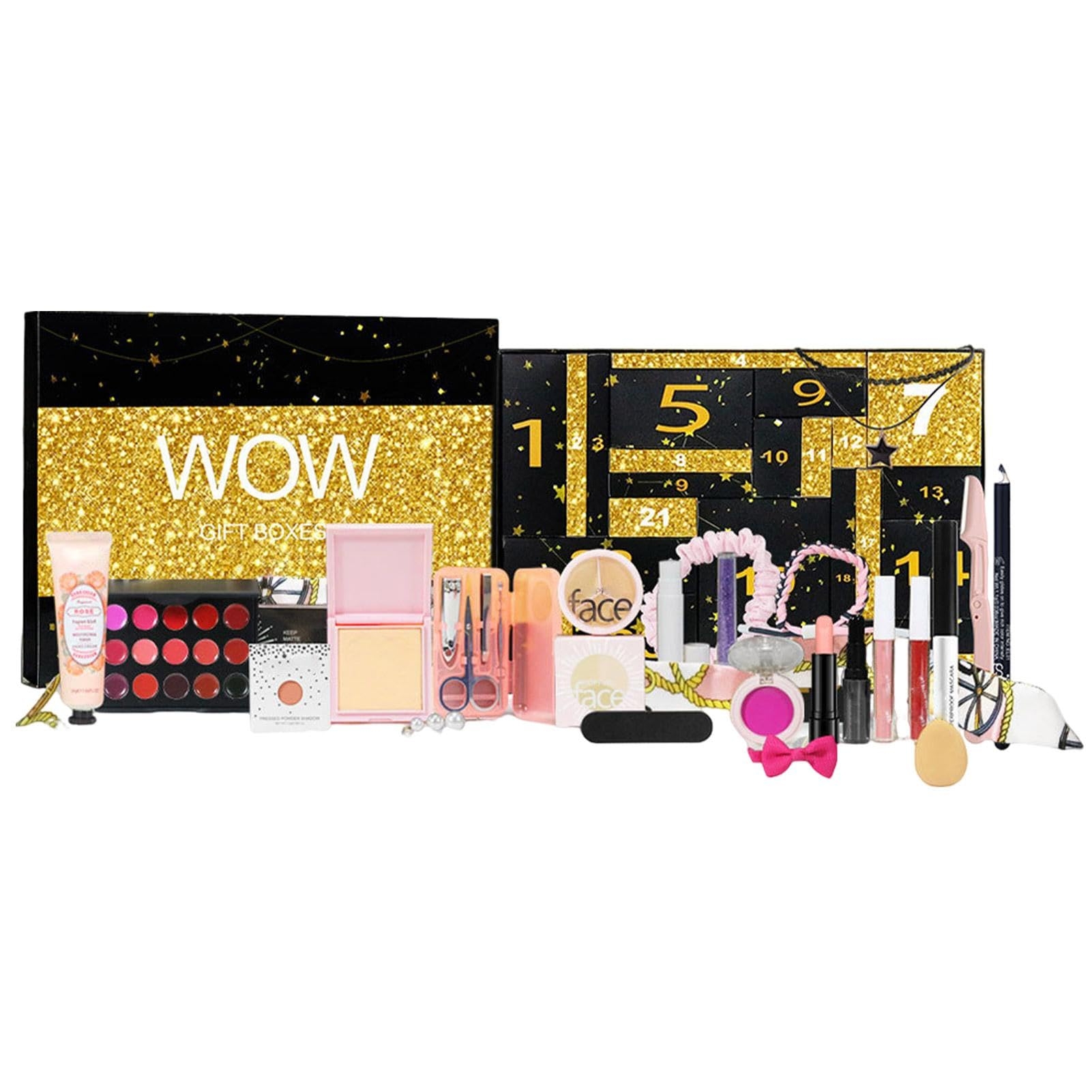 Calendrier De L Avent De Maquillage 24 Pi ces Kit De Maquillage Avec Calendrier De Compte Rebours De No l Ensemble De Maquillage Cosm tique Cr atif Avec Rouge L vres Correcteur Fard Paupi re 