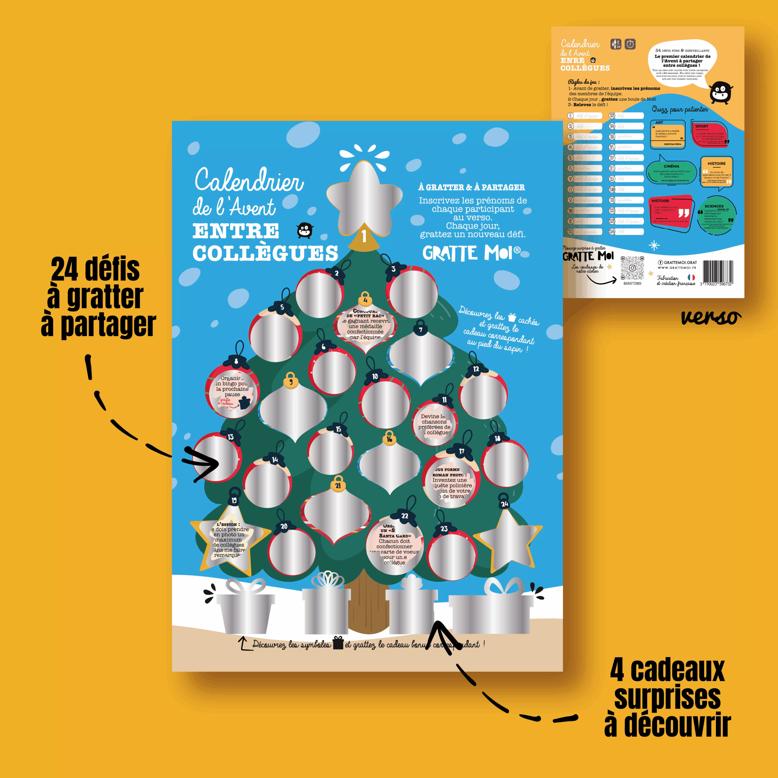 Calendrier De L Avent Entreprise entre Coll gues 24 D fis Gratter Avant No l Gratte Moi