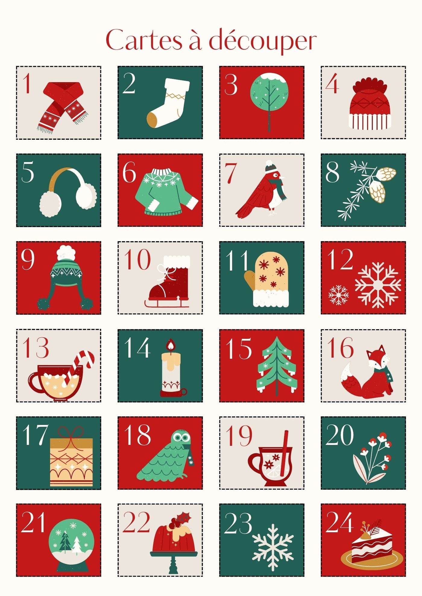 Calendrier De L Avent Gratuit Imprimer Avec Cartes Le Tableau Remplir