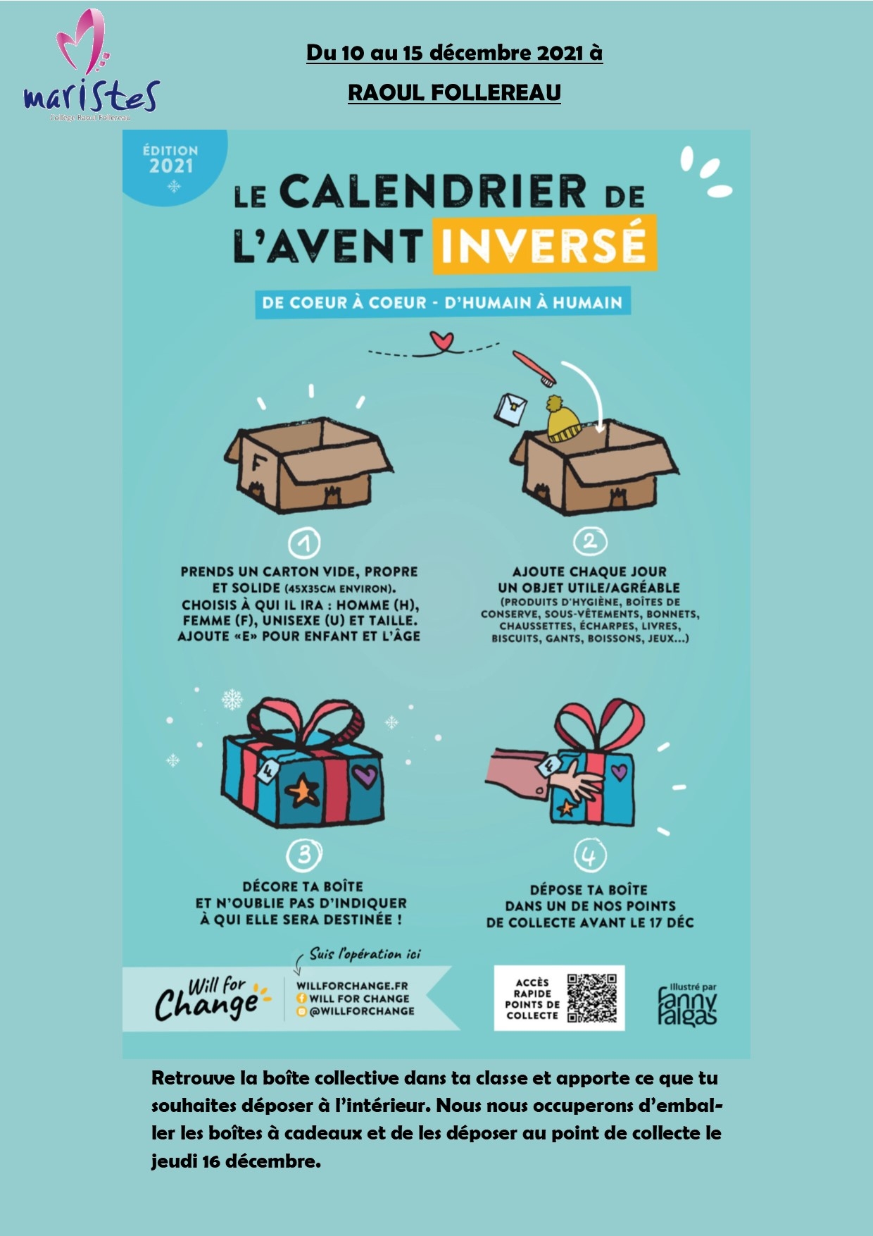Calendrier De L Avent Invers Ensemble Scolaire Raoul Follereau