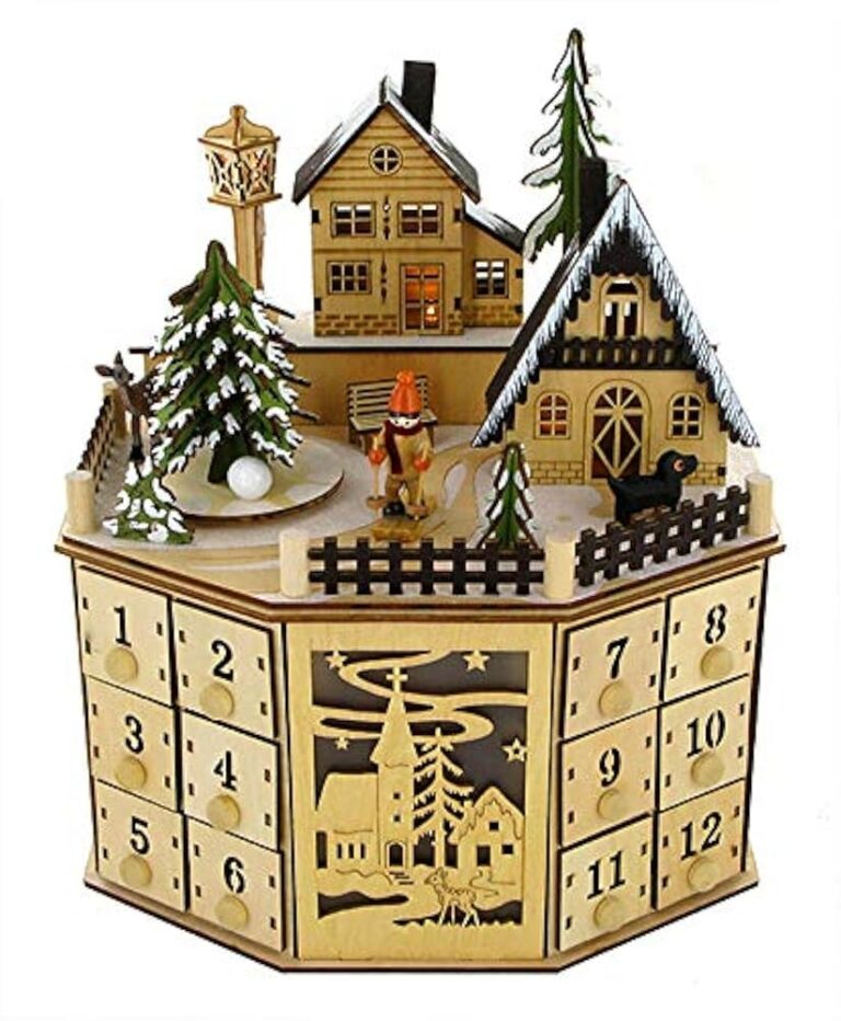 Calendrier De L Avent Musical Anim bo te Musique En Bois Sur Le Th me Du Village De No l Avec Lumi res Et Musiques lectroniques 8 M lodies lectroniques Traditionnelles De No l Amazon fr Cuisine Et