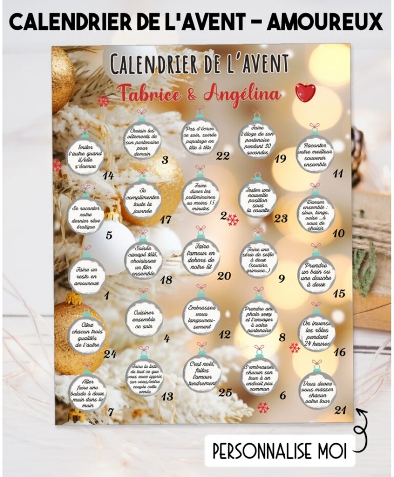 Calendrier De L avent Pour Les Amoureux Gratter Personnalisable