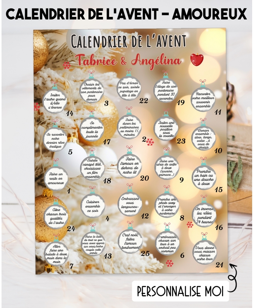Calendrier De L avent Pour Les Amoureux Gratter Personnalisable