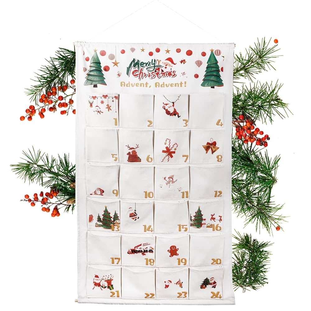 Calendrier De L Avent Remplir En Tissu 2024 Calendrier De L Avent Vide Remplir DIY Calendrier De L Avent Tissu Calendrier Suspendu Avent No l Avec 24 Pochettes Pour D corations De No l Amazon fr 