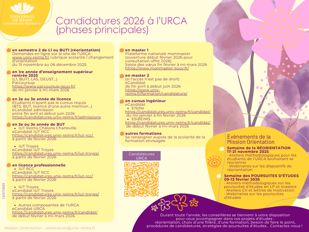 Calendrier De L orientation 2025 2026 URCA