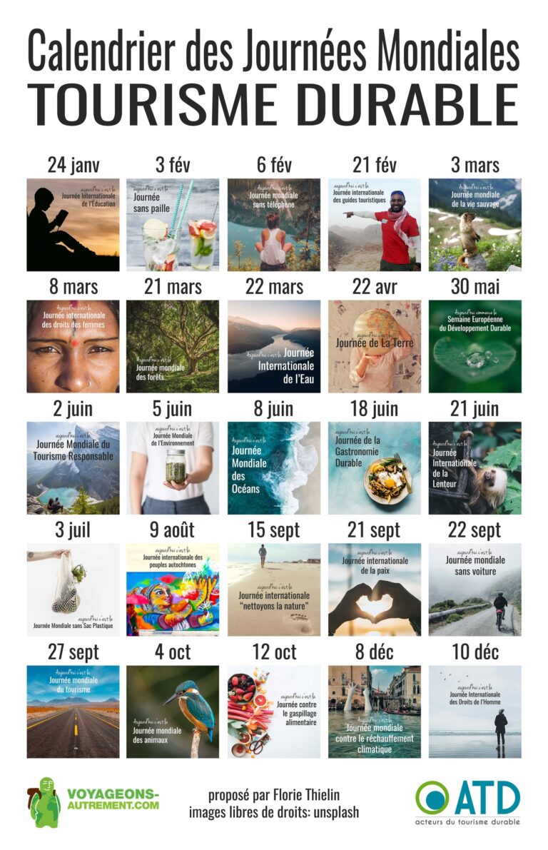 Calendrier Des Journ es Mondiales Dates Sp ciales Pour Les R seaux Sociaux Sur Les Th matiques Tourisme Et D veloppement Durable