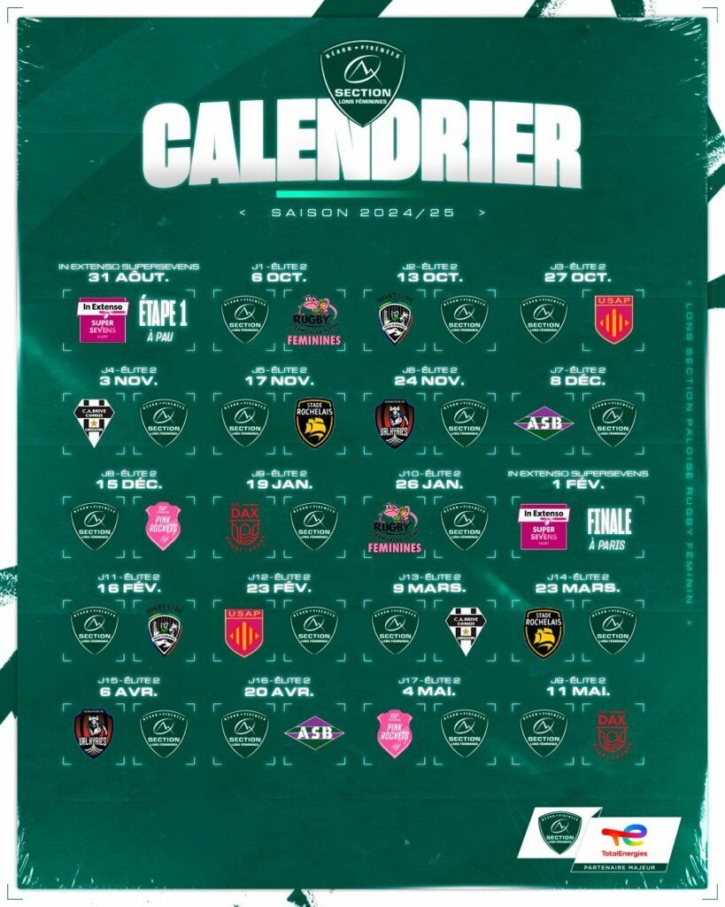 Calendrier Des Matchs Lons Section Paloise Rugby F minin