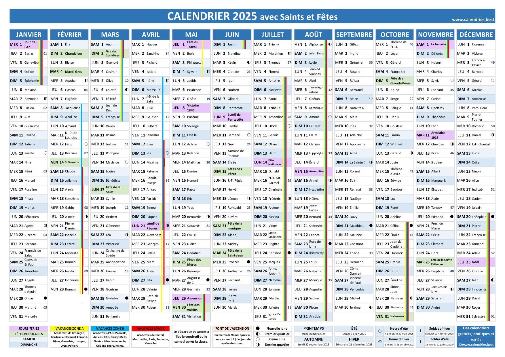 Calendrier Des Saints Et F tes 2025 Consulter Et Imprimer En PDF