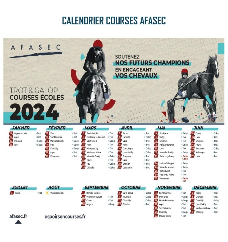 CALENDRIER ECOLE DES COURSES AFASEC F d ration Nationale Des Courses Hippiques