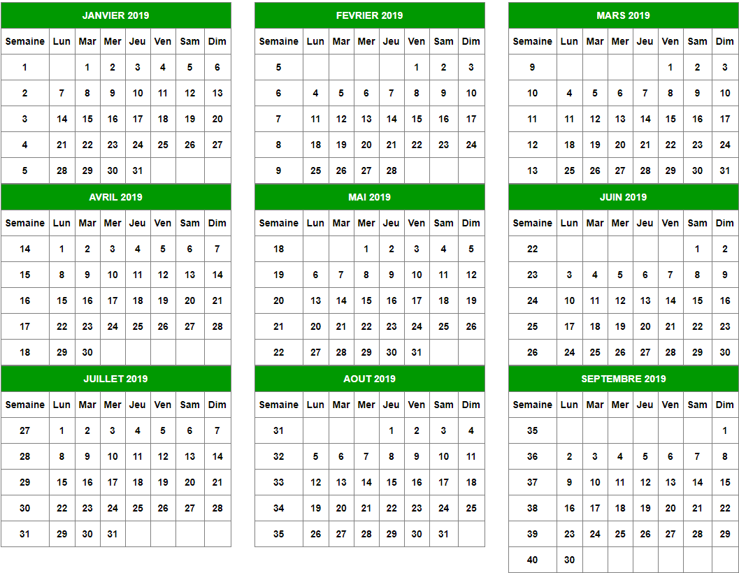 calendrier en ligne