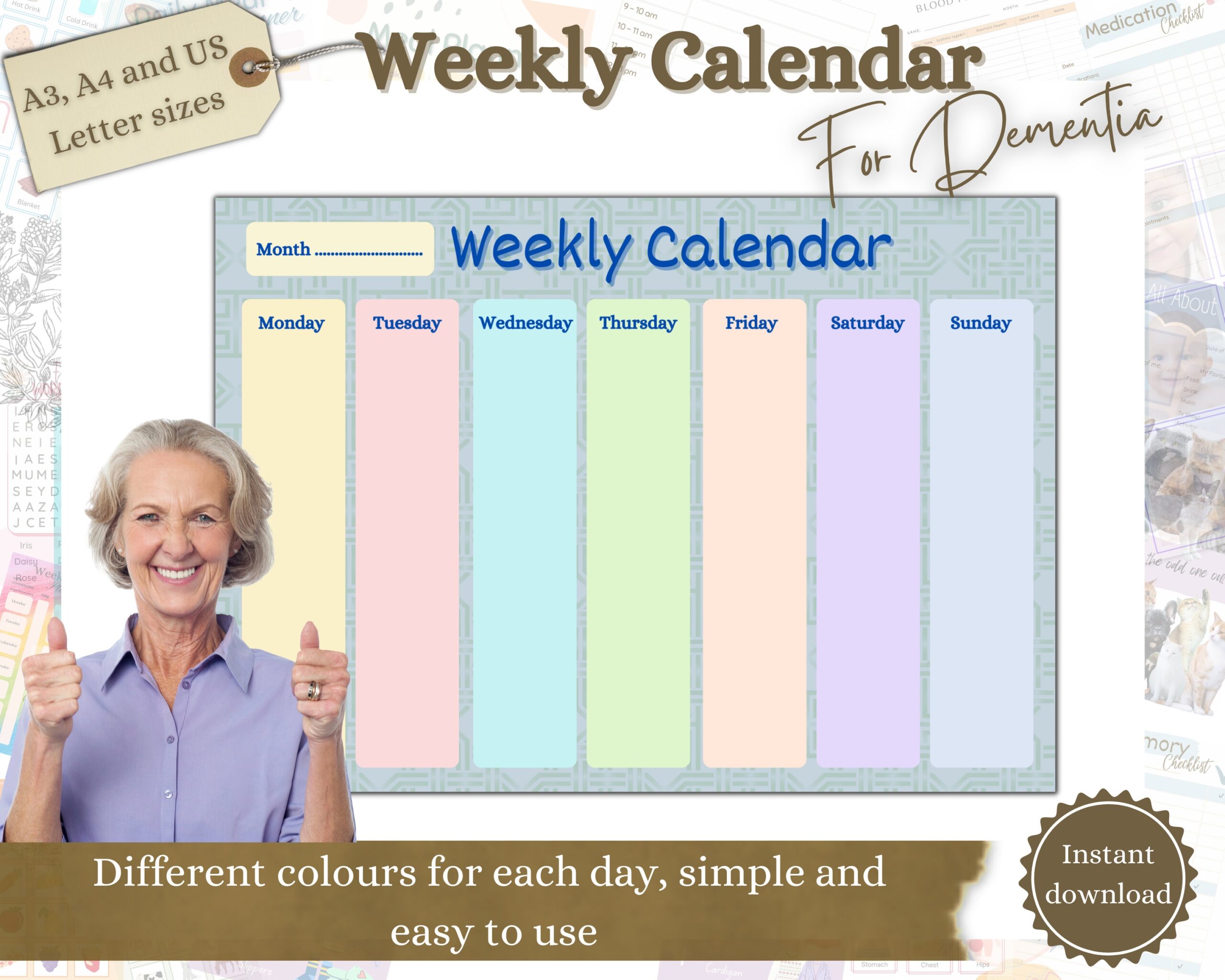 Calendrier Hebdomadaire Pour La D mence Aide La D mence Imprimable Aide Pour La Maladie D Alzheimer Aide m moire Soins Aux Personnes Atteintes De D mence Outils Pour Les Aidants Naturels Etsy Canada