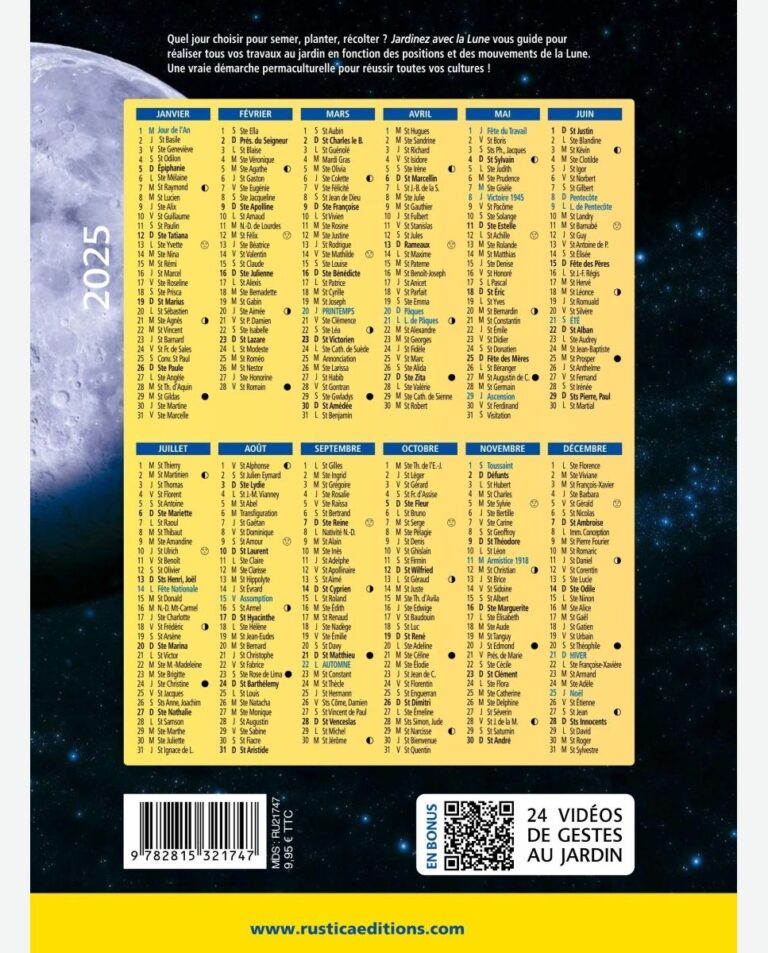CALENDRIER Jardinez Avec La Lune 2025 Des ditions Rustica