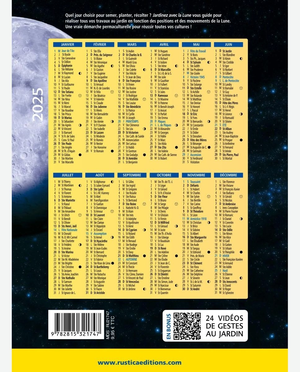 CALENDRIER Jardinez Avec La Lune 2025 Des ditions Rustica