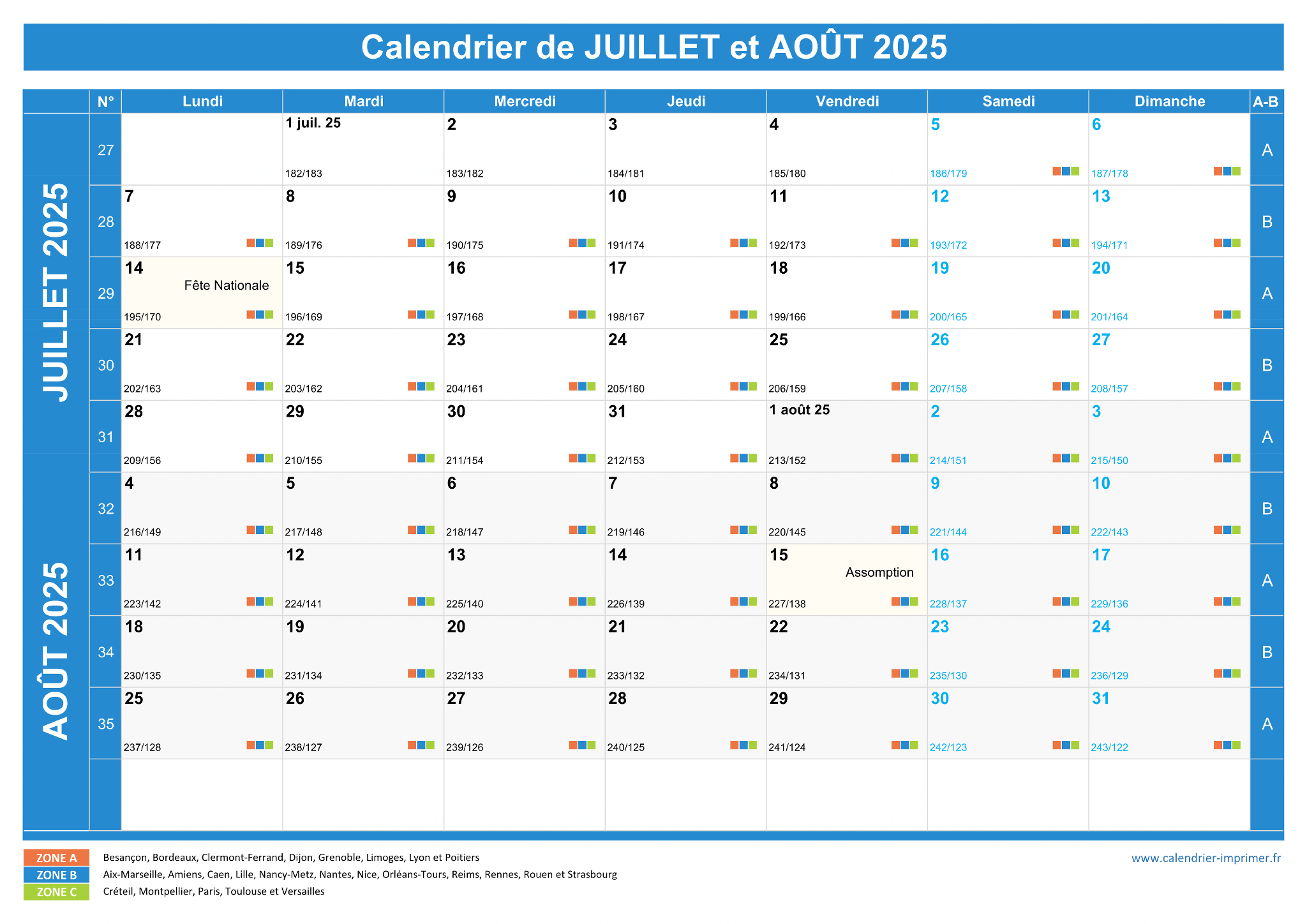 Calendrier Juillet Et Ao t 2025 Imprimer