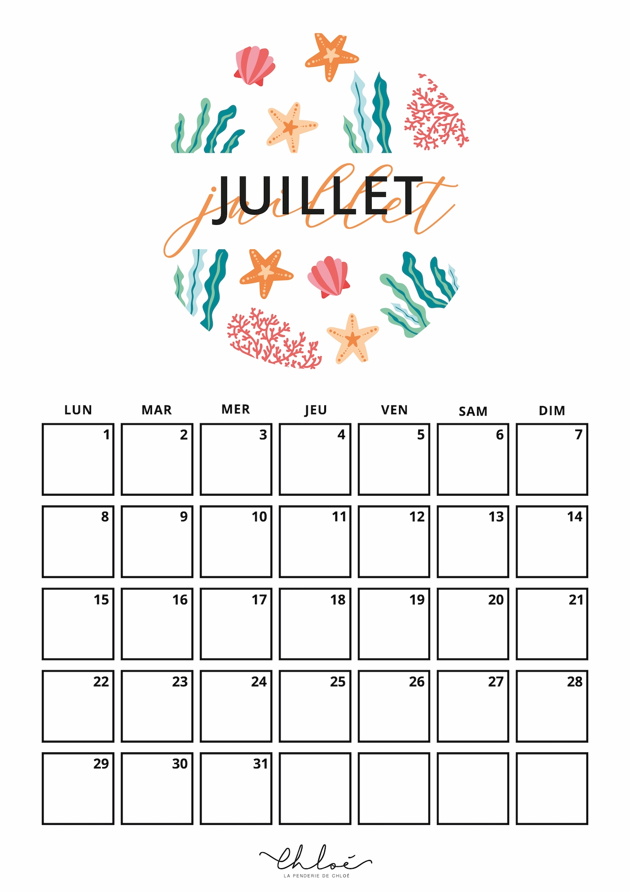 Calendrier Juillet Imprimer Blog Lifestyle La Penderie De Chlo 