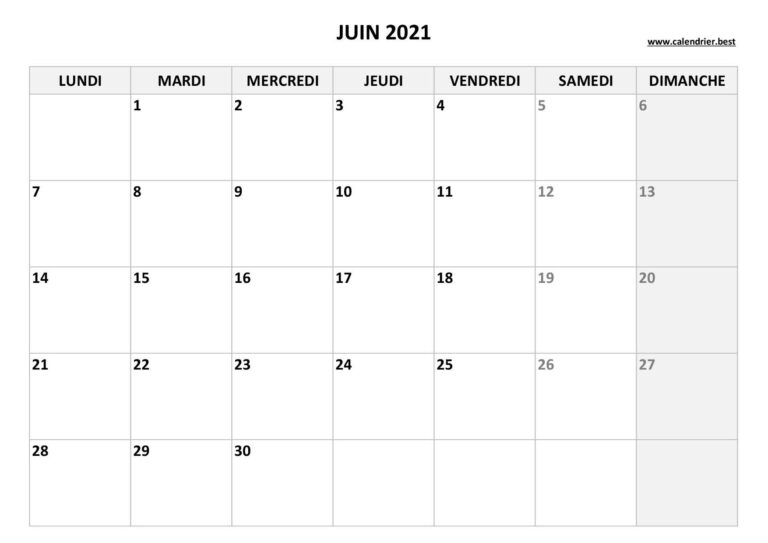Calendrier Juin 2021 Consulter Ou Imprimer Calendrier best
