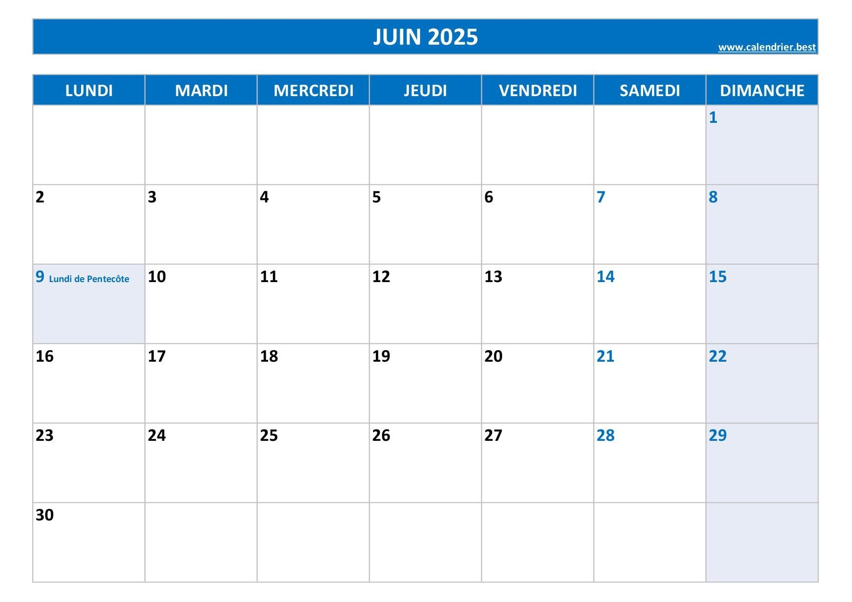 Calendrier Juin 2025 Consulter Ou Imprimer Calendrier best