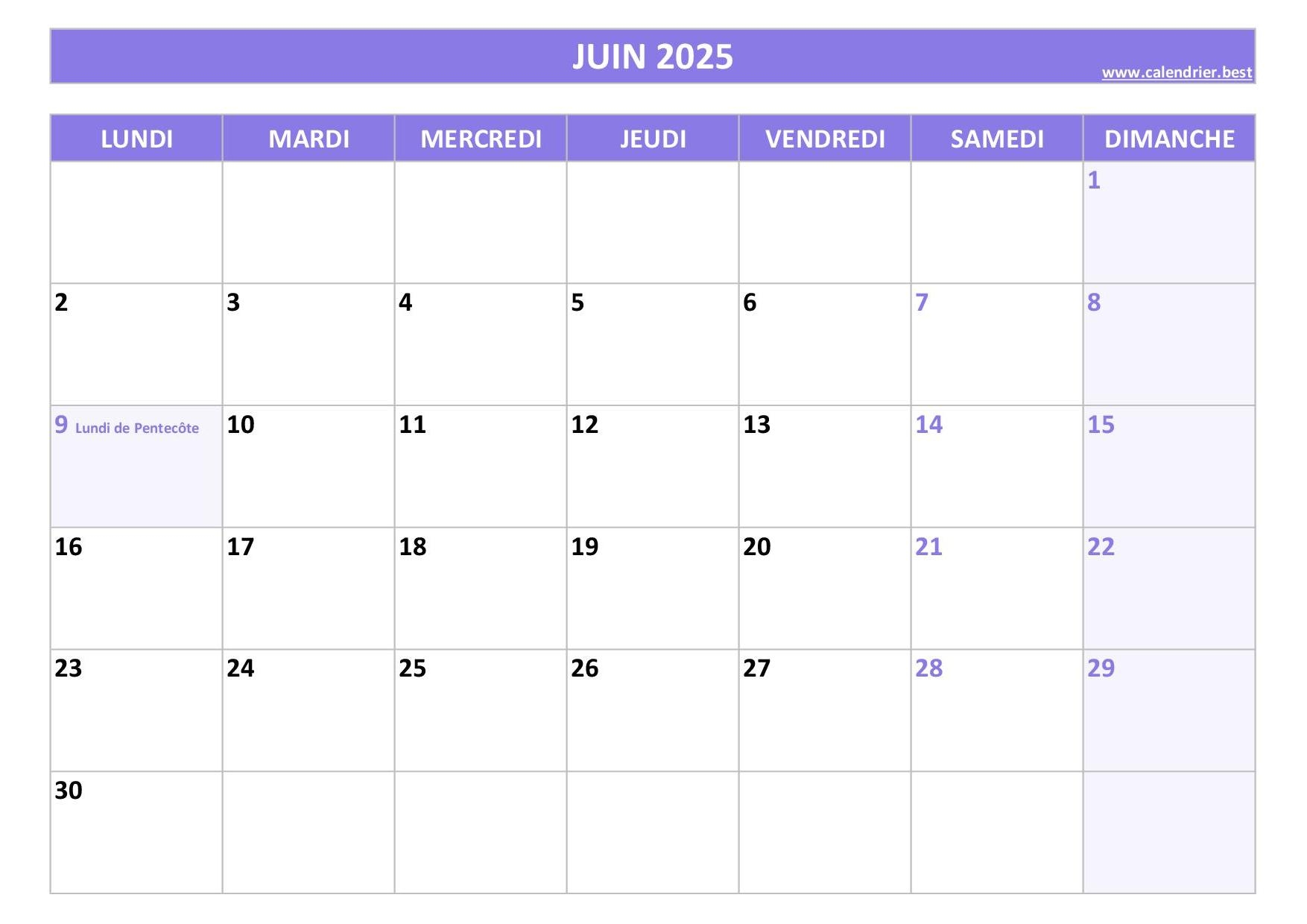 Calendrier Juin 2025 Consulter Ou Imprimer Calendrier best