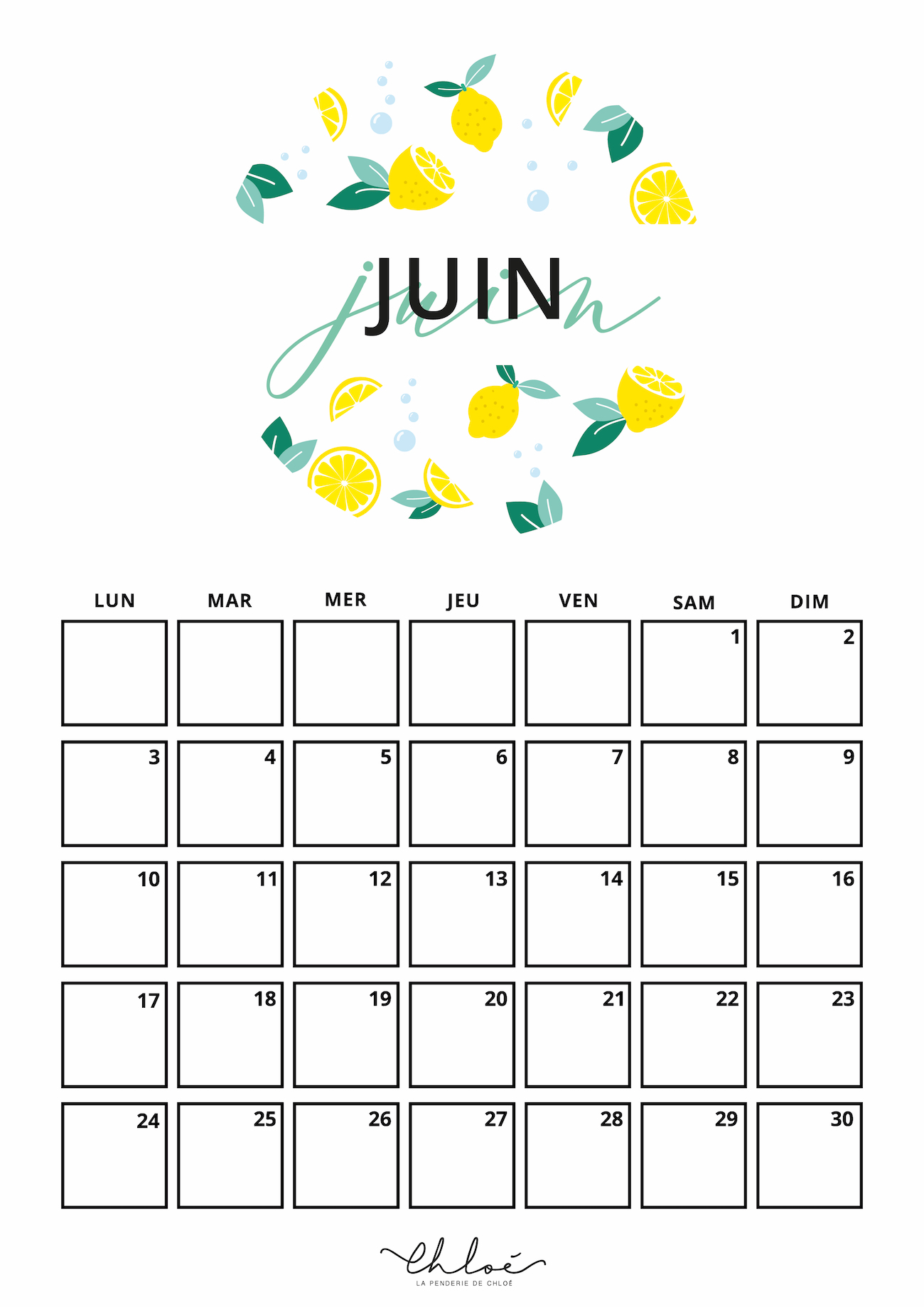 Calendrier JUIN Imprimer La Penderie De Chlo Blog Lifestyle 
