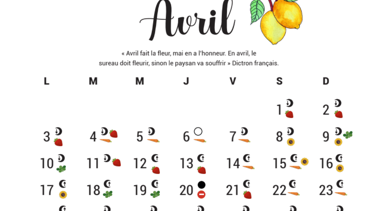Calendrier Lunaire Avril 2024 Jardiner Avec La Lune