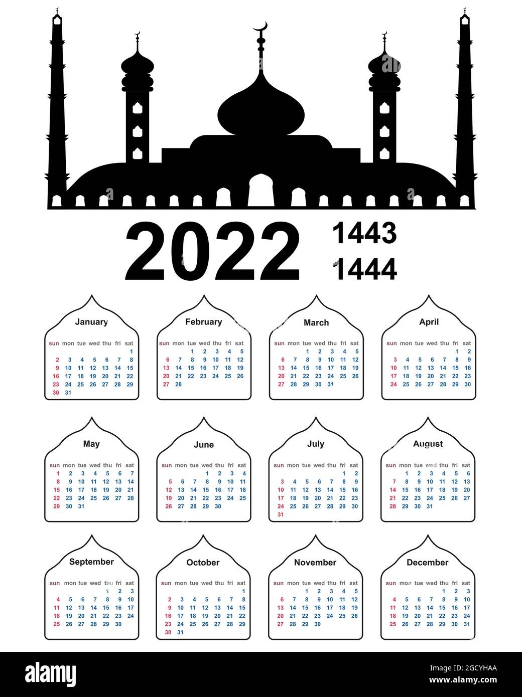 Calendrier Lunaire Islamique Banque D images Vectorielles Alamy