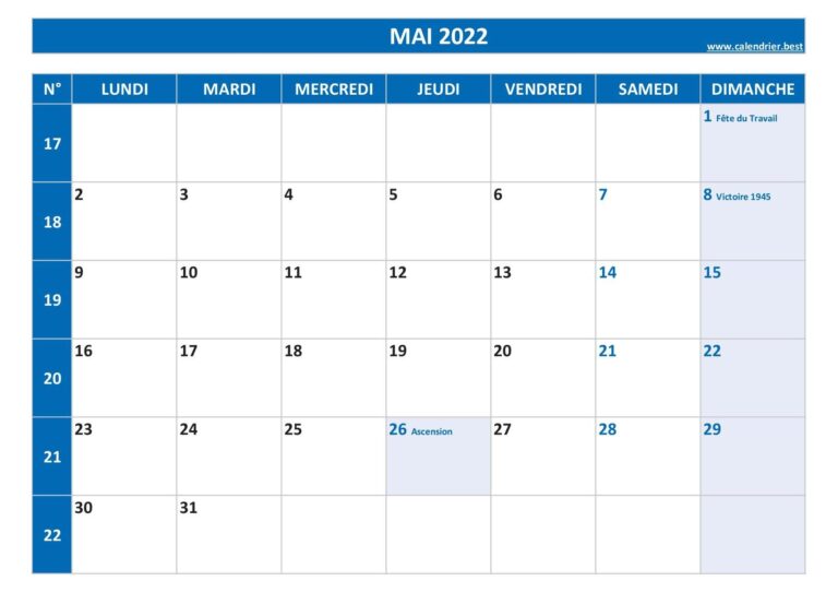 Calendrier Mai 2022 Consulter Ou Imprimer Calendrier best