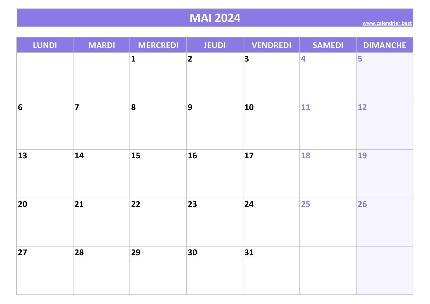 Calendrier Mai 2024 Consulter Ou Imprimer Calendrier best