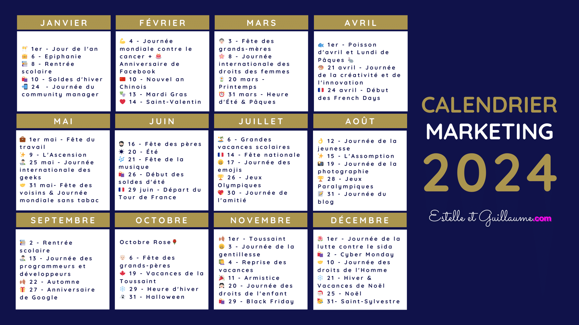 Calendrier Marketing 2024 Con u Pour Vous By E G
