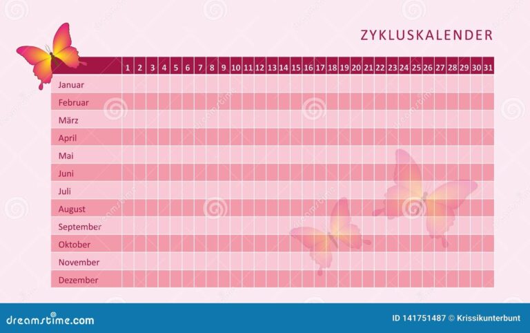 Calendrier Mensuel Rose De R gles De Cycle Menstruel Avec Le Papillon Illustration De Vecteur Illustration Du Hygi ne ducation 141751487