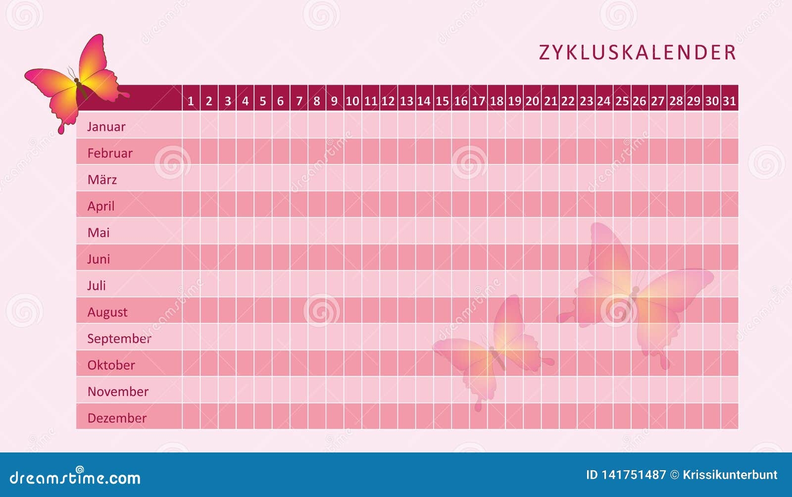 Calendrier Mensuel Rose De R gles De Cycle Menstruel Avec Le Papillon Illustration De Vecteur Illustration Du Hygi ne ducation 141751487