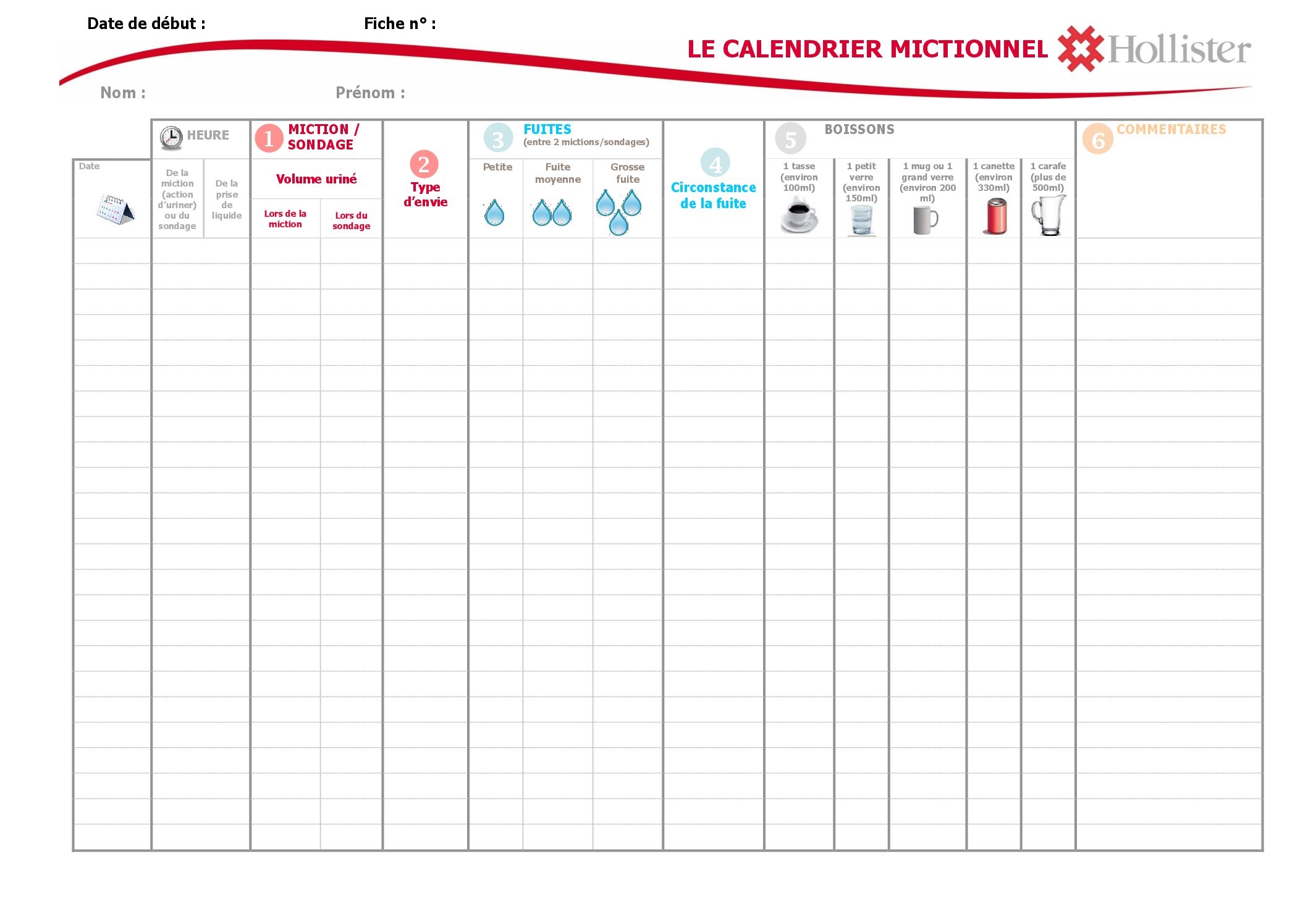 Calendrier Mictionnel Hollister Vivre Plus Hollister