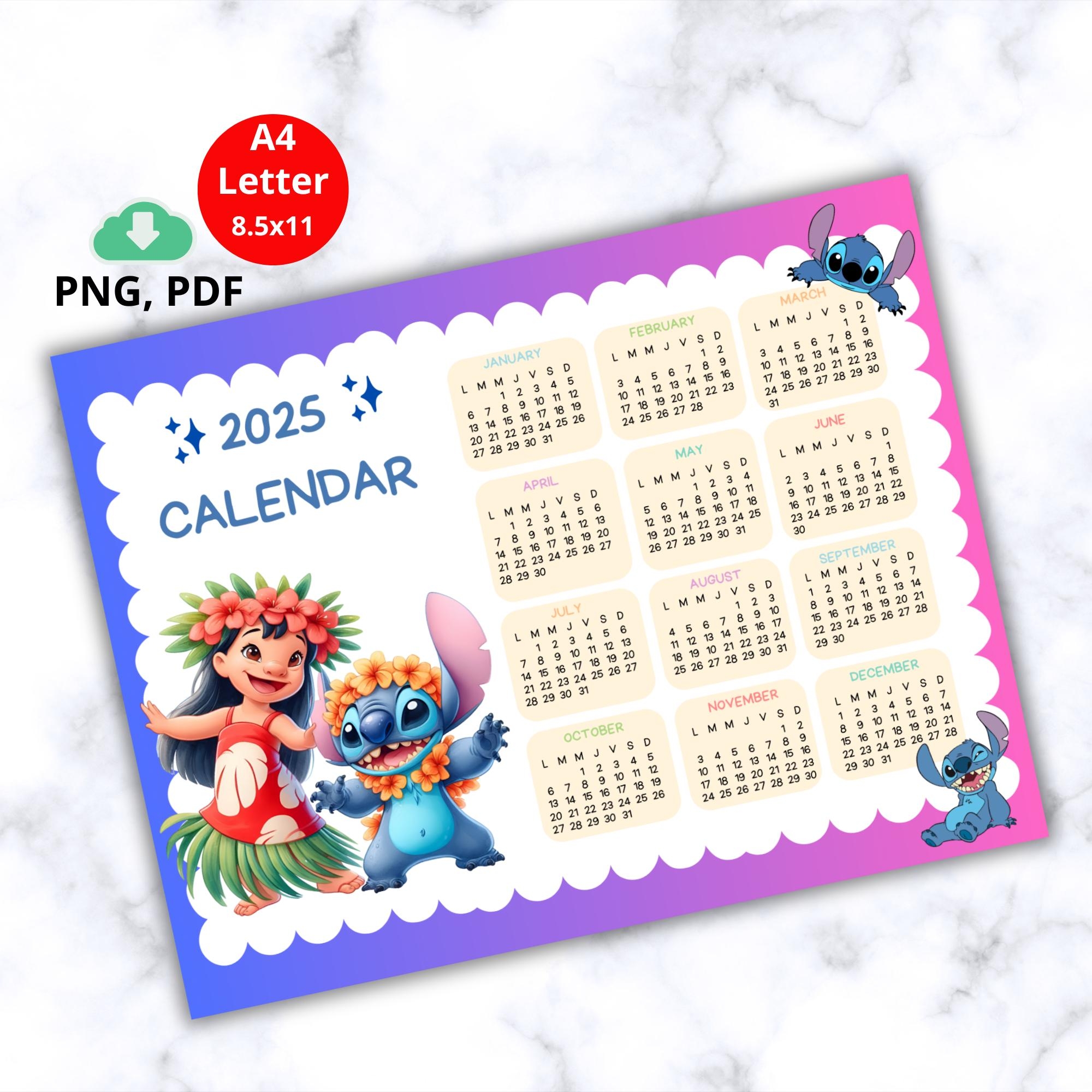 calendrier stitch 2025 à imprimer