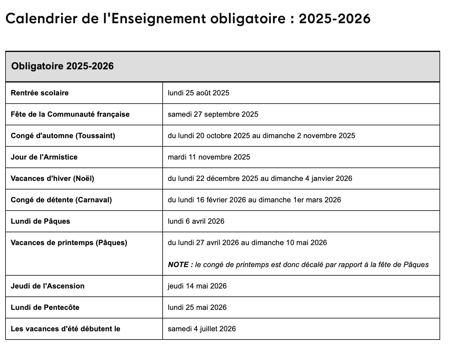 examen assas calendrier