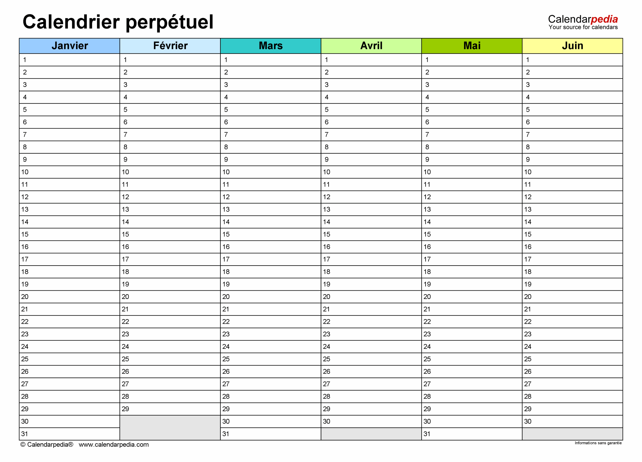 Calendrier Perp tuel Calendarpedia