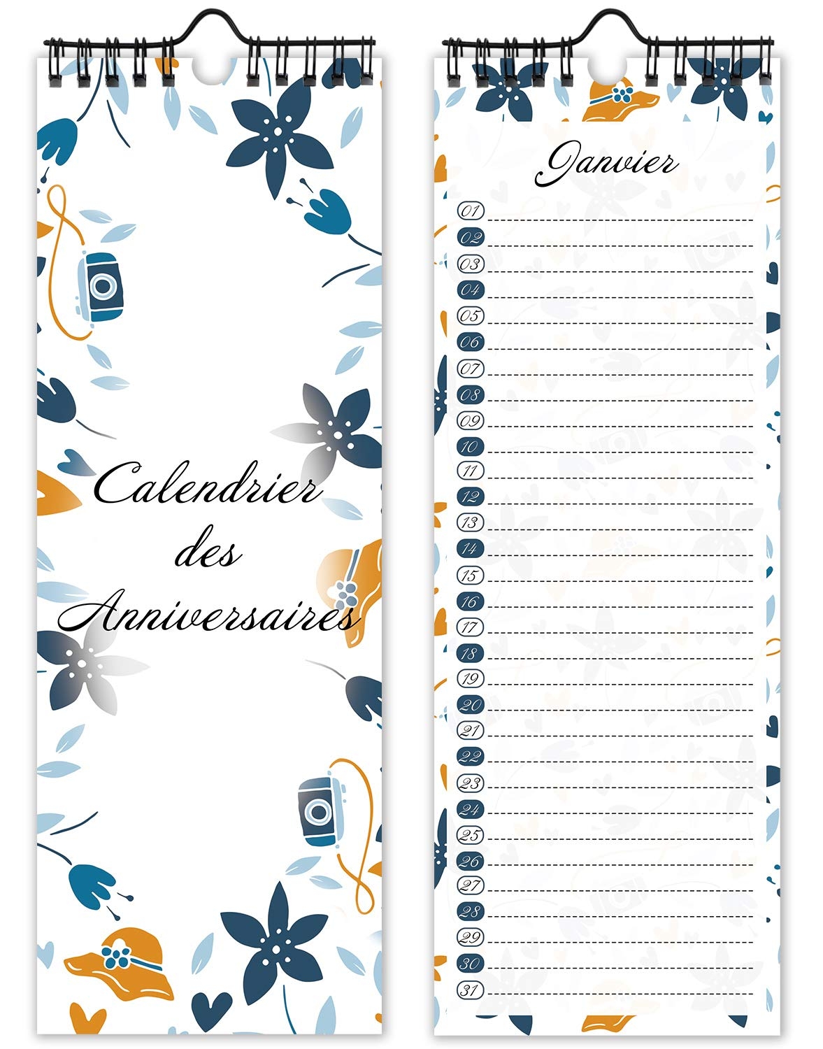Calendrier Perpetuel Anniversaire Mural Francais Pour Famille Bureau Enfant Blue Amazon fr Fournitures De Bureau