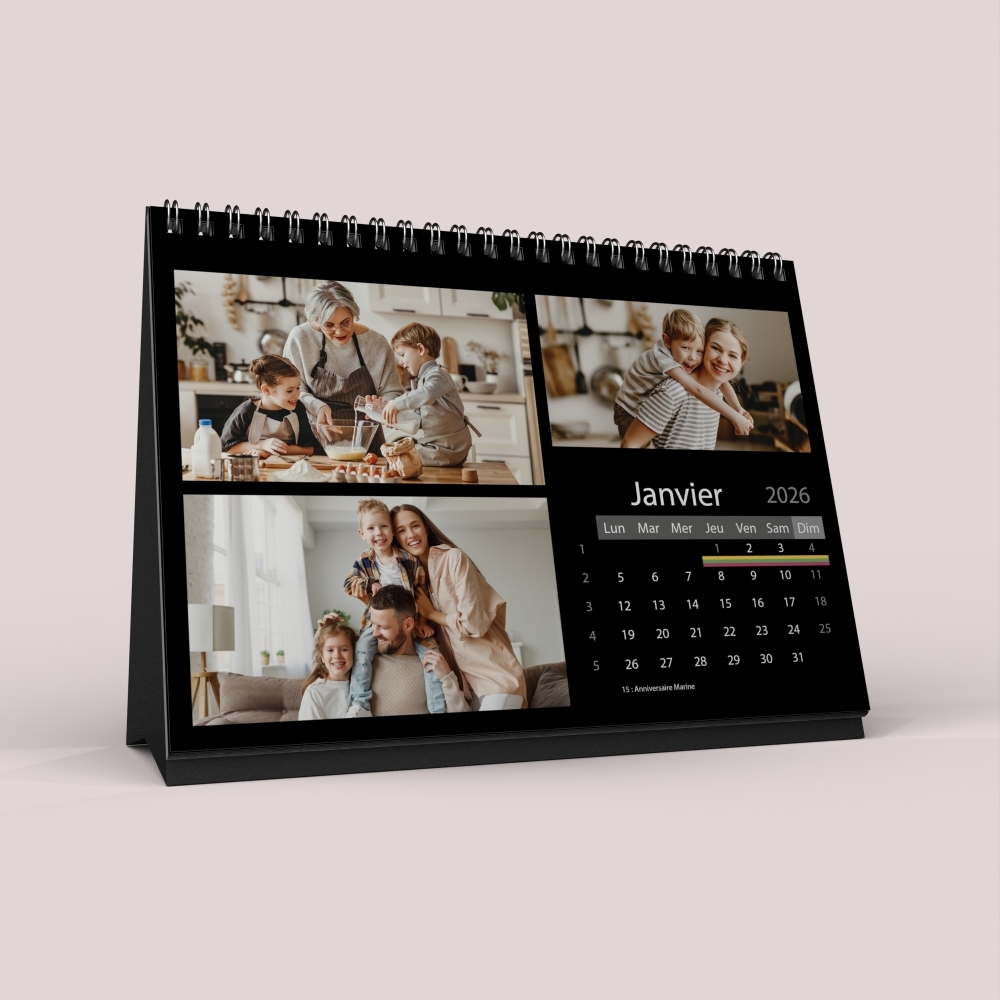 Calendrier Photo De Bureau Pano Noir