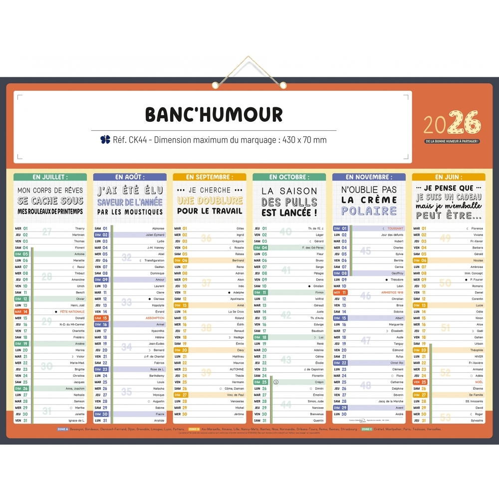 calendrier 1993 avec les jours