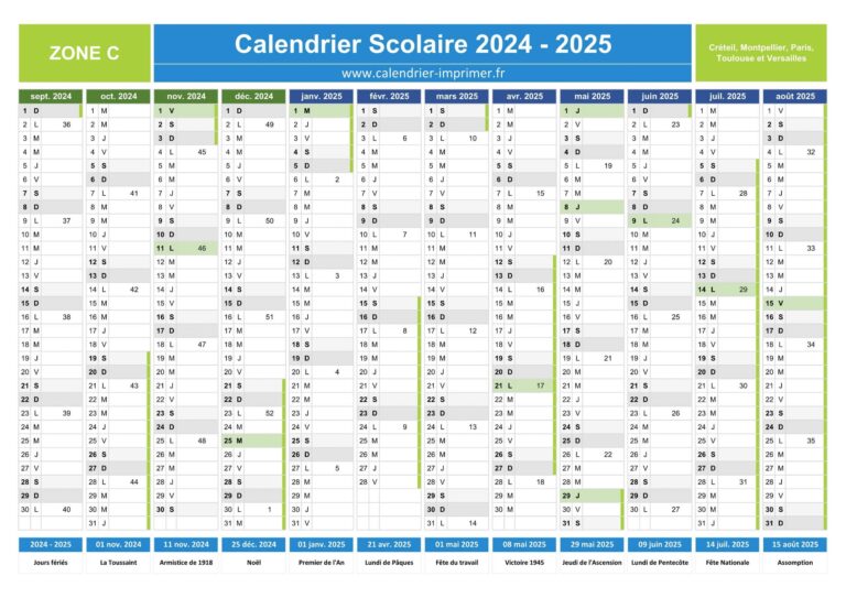 Calendrier Scolaire 2024 2025 Imprimer