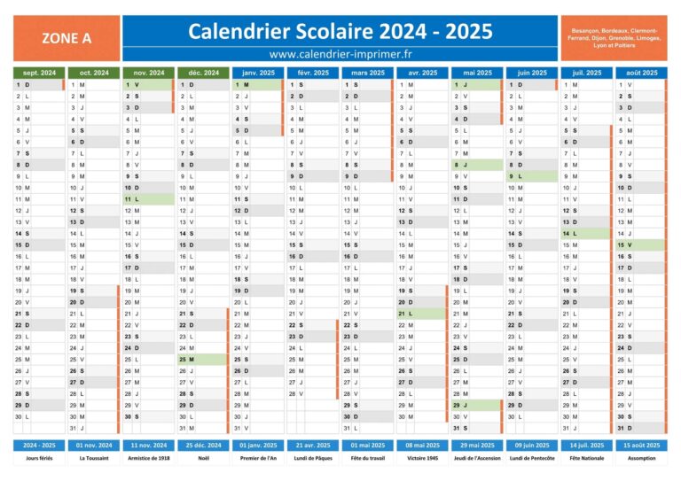 Calendrier Scolaire 2024 2025 Imprimer