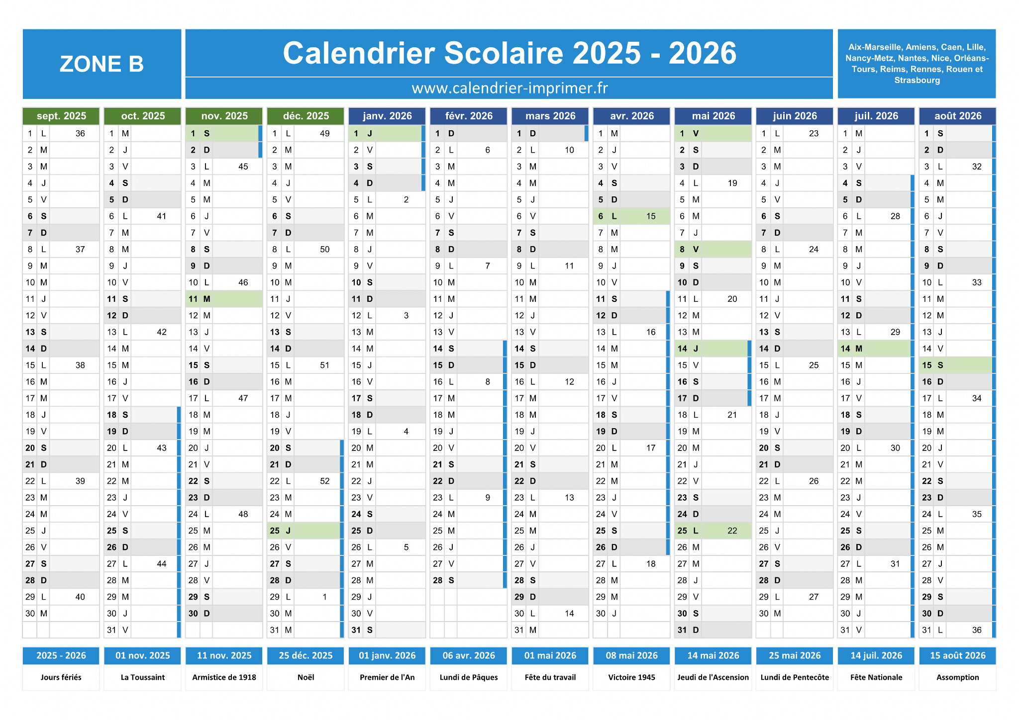 Calendrier Scolaire 2025 2026 Imprimer