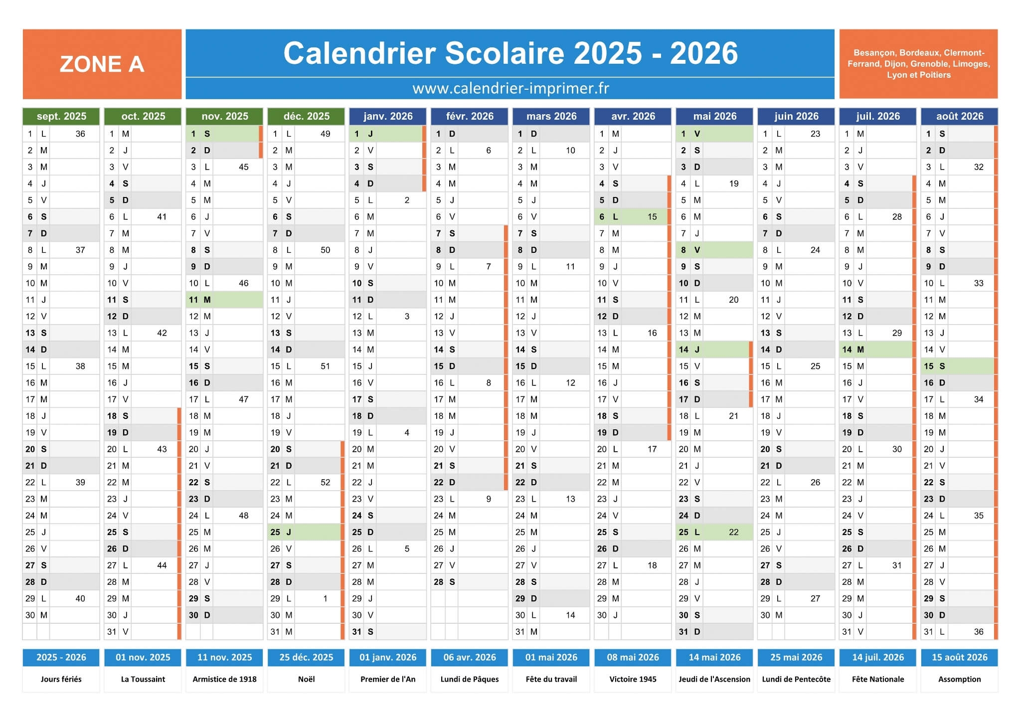 Calendrier Scolaire 2025 2026 Imprimer