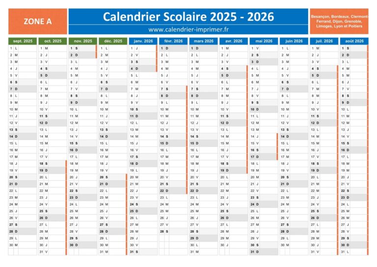 Calendrier Scolaire 2025 2026 Imprimer