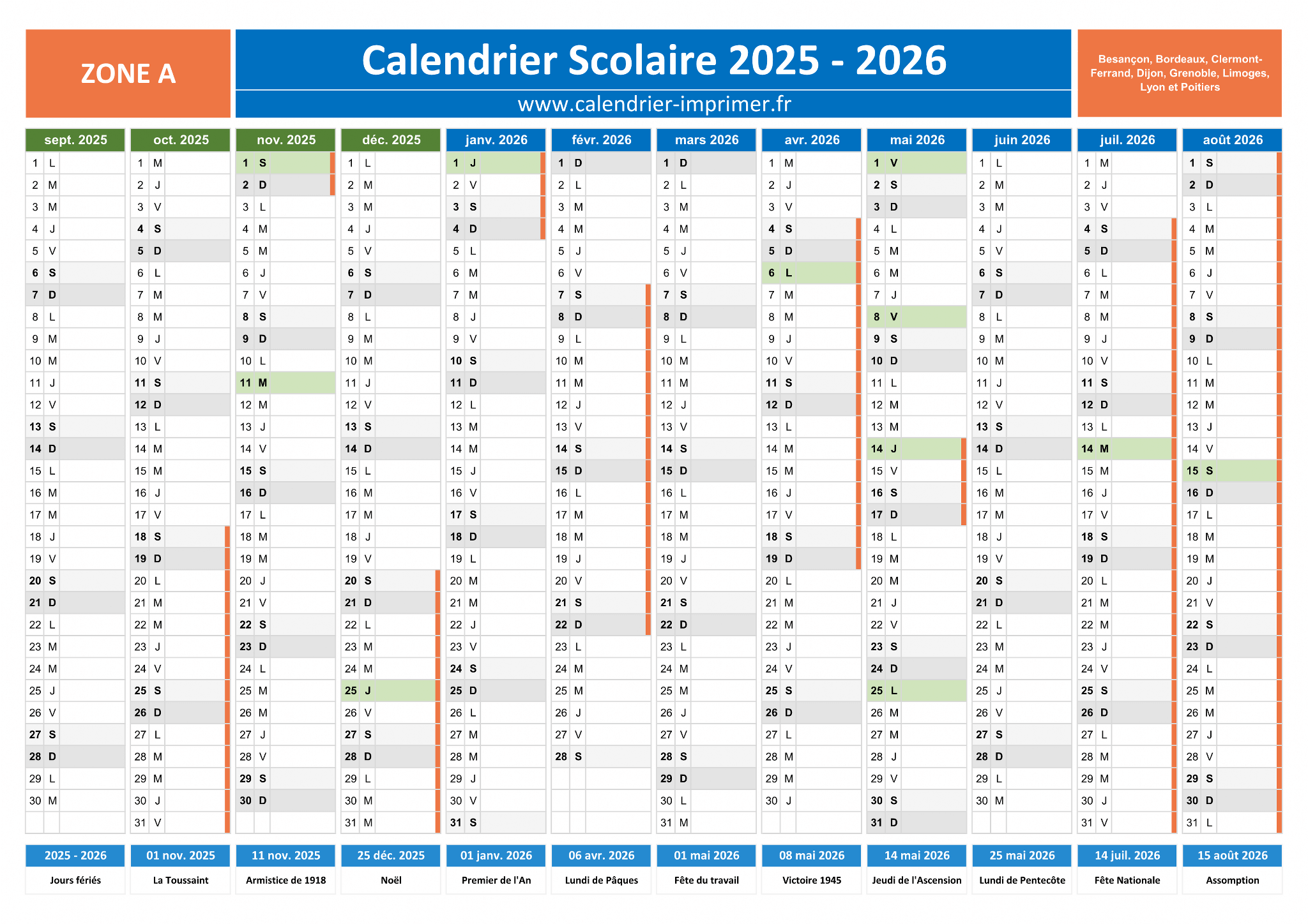 Calendrier Scolaire 2025 2026 Imprimer