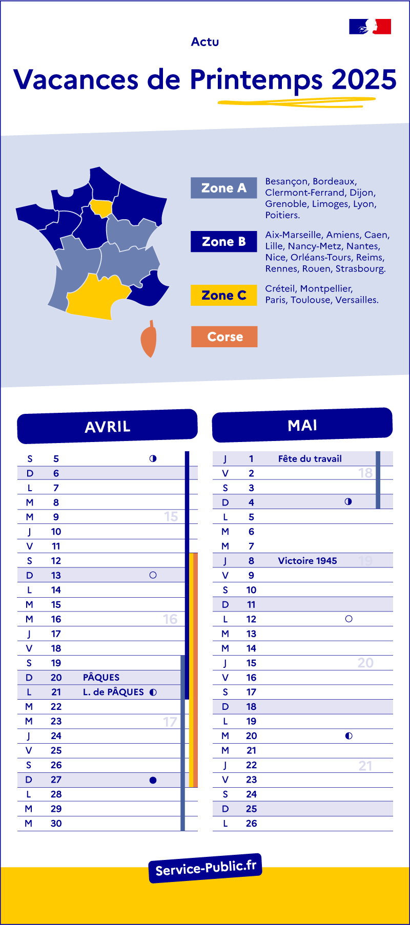 Calendrier Scolaire Les Dates Des Vacances Scolaires De Printemps 2025 Service Public fr
