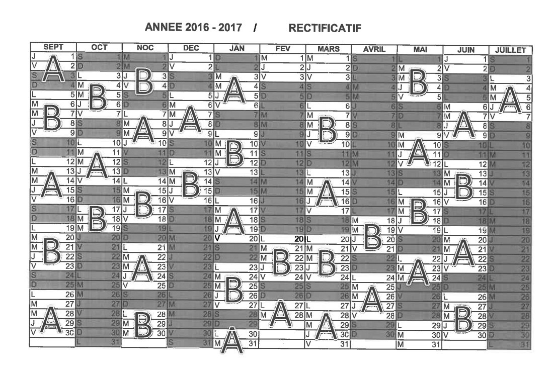 Calendrier Semaine A Et B Coll ge Jean Jaur s De Saint Ouen