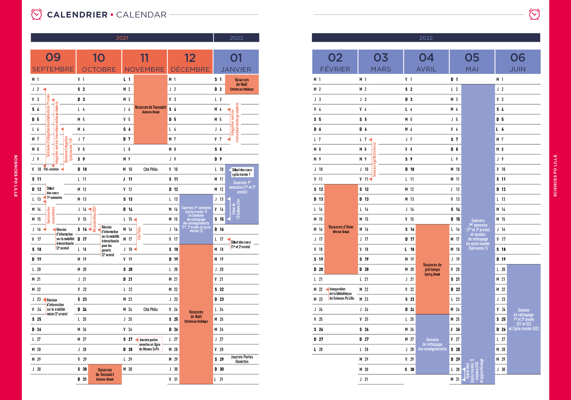 Calendrier Universitaire 2021 2022 Sciences Po Lille